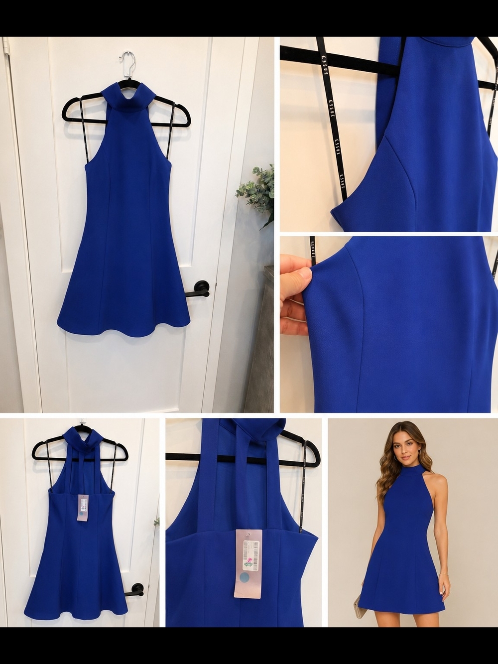 essue Royal Blue Halter Mini Dress